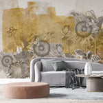 Tapet personalizat floral vintage cu flori de floarea soarelui vintage sunflowers