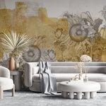Tapet personalizat floral vintage cu flori de floarea soarelui vintage sunflowers