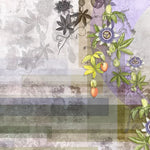 Tapet personalizat floral cu maces inflorit pe un fundal gri bloomed rosehip grey