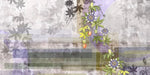 Tapet personalizat floral cu maces inflorit pe un fundal gri bloomed rosehip grey