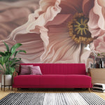 Tapet personalizat floral cu flori de mac roz pastel passion poppy