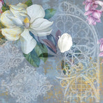 Tapet personalizat floral colorat cu flori de magnolie si iasomie dreamy damask wall