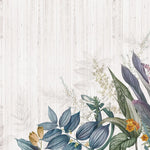 Tapet personalizat floral cu flori tropicale pe un fundal de lemn alb woody tropical