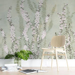 Tapet personalizat floral cu flori de iasomie stelata pe fundal verde menta minty star jasmine