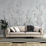 Tapet personalizat floral cu flori de iasomie stelata pe fundal albastru deschis blue star jasmine