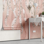 Tapet personalizat floral cu flori de iasomie stelata pe fundal rozaliu pink star jasmine