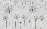 Tapet personalizat floral cu papadii pe un fundal albastru deschis light blue dandelions