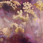 Tapet personalizat floral cu flori orientale pe un fundal roz inchis pink geisha