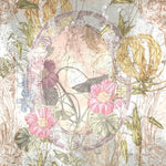 Tapet personalizat floral cu oglinda vintage si flori flower mirror