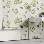 Tapet personalizat floral cu flori de mango pe un fundal albastru deschis mango flowers