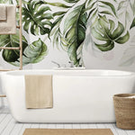 Tapet personalizat cu frunze tropicale de palmier si bananier in stil watercolor faded leaves