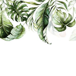 Tapet personalizat cu frunze tropicale de palmier si bananier in stil watercolor faded leaves