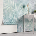 Tapet personalizat cu frunze de palmier in nuante de verde menta mint palm