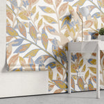 Tapet personalizat cu frunze multicolore pe fundal alb sunny leaves