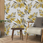 Tapet personalizat leaf cu frunze galbene tomnatice yellow autumn