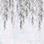 Tapet personalizat leaf cu salcie in tonuri gri pe perete de beton concrete weeping willow