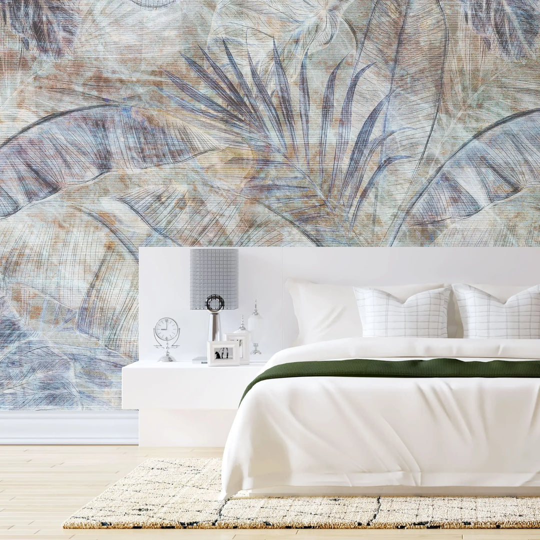 Tapet personalizat leaf cu funze colorate in cerneala ink leaves