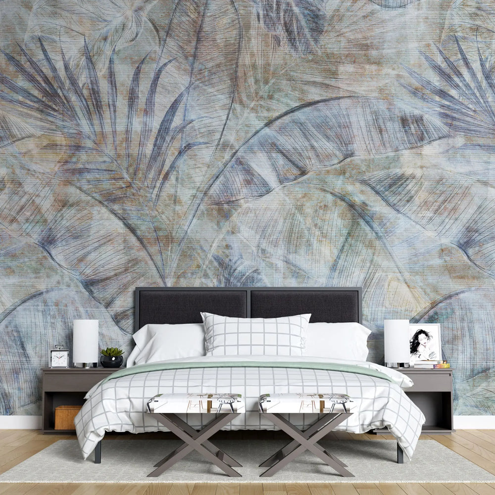 Tapet personalizat leaf cu funze colorate in cerneala ink leaves