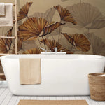 Tapet personalizat leaf cu funze maronii cu umbre pe un fundal cald brown leaves