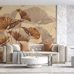 Tapet personalizat leaf cu funze maronii cu umbre pe un fundal cald brown leaves