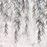 Tapet personalizat leaf cu ramuri de salcie gri pe un fundal texturat grey weeping willow