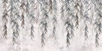 Tapet personalizat leaf cu ramuri de salcie gri pe un fundal texturat grey weeping willow