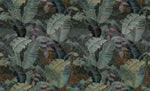 Tapet personalizat leaf cu frunze tropicale in tonuri inchise tropical dark leaves