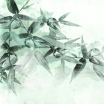 Tapet personalizat leaf cu frunze de bambus in nuante de verde menta pe fundal alb mint bamboo