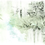 Tapet personalizat leaf cu frunze de bambus in nuante de verde deschis pe fundal alb green bamboo