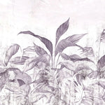 Tapet personalizat leaf cu frunze tropicale in nuante mov lila pe un fundal deschis purpple leaves