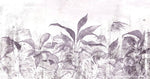 Tapet personalizat leaf cu frunze tropicale in nuante mov lila pe un fundal deschis purpple leaves