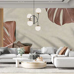Tapet personalizat leaf cu frunze realiste de monstera cu umbre shadow monstera