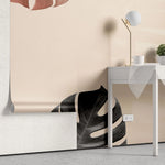 Tapet personalizat leaf cu funze de monstera rosii si negre umbre in stil boho boho monstera leaves
