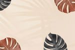 Tapet personalizat leaf cu funze de monstera rosii si negre umbre in stil boho boho monstera leaves