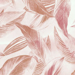 Tapet personalizat leaf cu frunze tropicale roz pe fundal deschis pink tropicalia