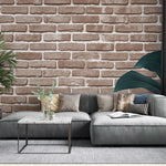 Tapet personalizat leaf cu frunze de monstera pe perete de caramida rosie tropical bricks