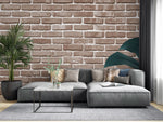 Tapet personalizat leaf cu frunze de monstera pe perete de caramida rosie tropical bricks