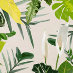 Tapet personalizat leaf cu frunze tropicale in nuante vivide pe un fundal alb vivid tropical