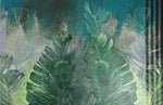 Tapet personalizat leaf cu frunze in nuante de turcoaz intens deep turquoise