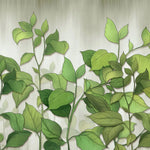 Tapet personalizat leaf cu frunze si plante verzi pe un fundal deschis greenies