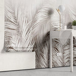 Tapet personalizat leaf cu frunze albe de palmier white palm