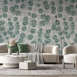 Tapet personalizat leaf cu frunze de eucalipt pe un fundal deschis eucalyptus