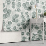 Tapet personalizat leaf cu frunze de eucalipt pe un fundal deschis eucalyptus