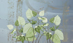 Tapet personalizat leaf cu frunze de philondendron rugosum pe fundal albastru blue wild philodendron