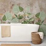 Tapet personalizat leaf cu frunze de philondendron rugosum pe fundal vintage vintage rugosum
