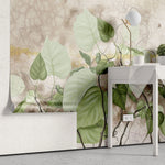 Tapet personalizat leaf cu frunze de philondendron rugosum pe fundal vintage vintage rugosum