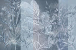 Tapet personalizat leaf cu frunze pe un fundal in nuante de albastru stone blue