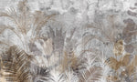 Tapet personalizat leaf cu frunze de palmieri in culori aramii brassy palms