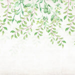Tapet personalizat leaf cu frunze verzi in stil watercolor pe fundal alb baby leaves