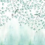 Tapet personalizat leaf cu frunze si fluturi verzi albastrui teal leaves&butterflies